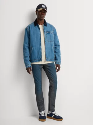 Relay Jeans Men's Skinny Washed Coated Blue-Grey Denim