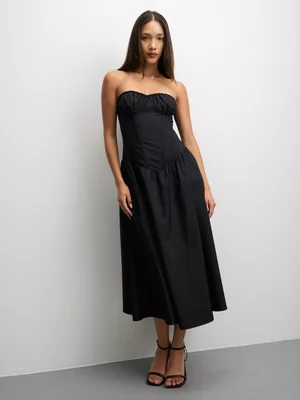 The FIX Women's Black Bandeau Corset Dress