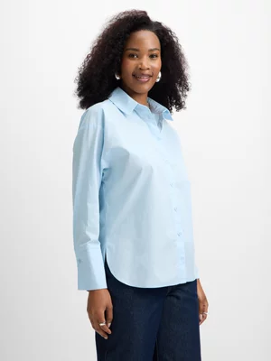 Exact Women's Blue Ruched Back Shirt