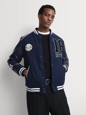 Markham Men's Melton Varsity Navy Jacket
