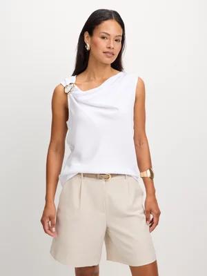 Jet Women’s White Satin Sleeveless Blouse