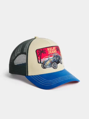 Relay Jeans Men's Colourblock Car  Royal/Cream/Navy Trucker Cap