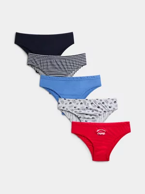 Jet Older Boys 5Pk Varsity Stars Briefs