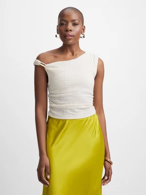 Exact Women's White Textured Asymmetrical Top