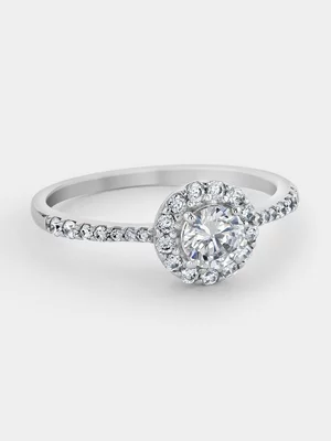 Cheté Sterling Silver Cubic Zirconia Round Halo Ring