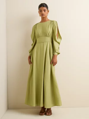 Women's Iconography Split Sleeve Fit & Flare Dress Sage