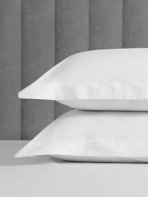Sheraton Textiles 5cm Oxford Edge Cotton Percale 200 Thread Count Pillowcases White