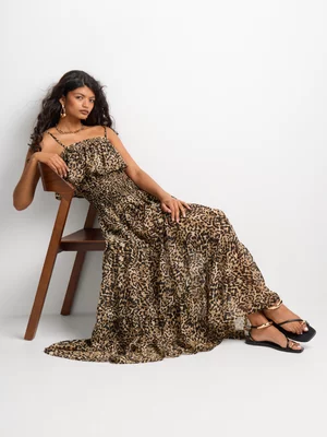 Fit & Flare Smocked Strappy Dress