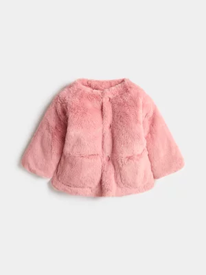 Jet Toddler Girls Pale Mauve Bunny Fur Jacket
