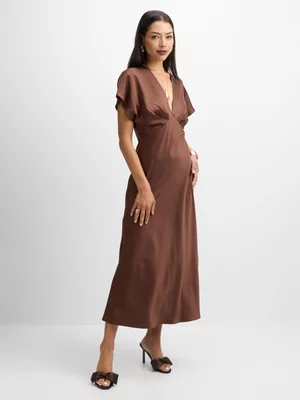Jet Women’s Brown Satin Maxi Dress