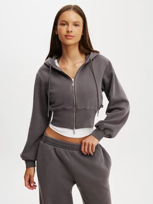 Women's Cotton On Active Grey Fleece Contour Zip Through Jacket