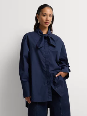 Luella Cotton Poplin Oversized Necktie Shirt