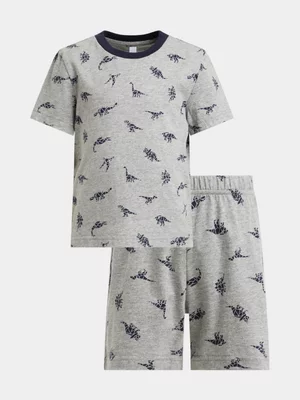 Exact Younger Boy's Grey Dino Print Sleepwear Set 