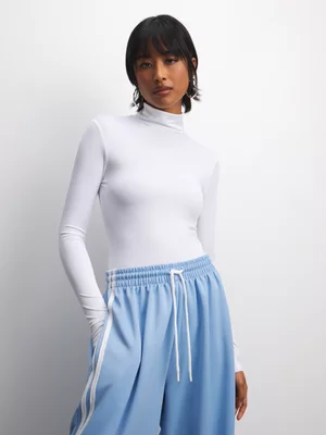 The FIX Women's White Polo Neck Top