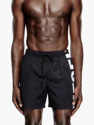 Men's Diesel White Mid-length with maxi logo Swim Shorts