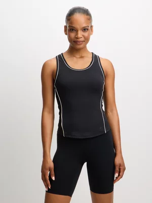 TS Womens Piped Court Black/White Tank Top