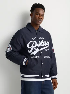 Relay Jeans Men's Varsity Navy Graphic Jacket