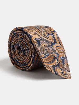 Markham Men's Pattern Dark Paisley Tie 