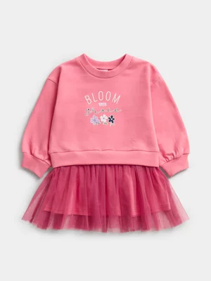 Jet Toddler Girls Pink Bloom Fleece Tutu Dress