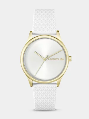 Lacoste Crocodelle Gold Plated White Silicone Watch