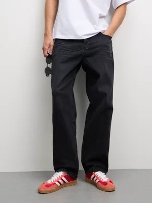 Redbat Men's Wide Leg Black Jeans