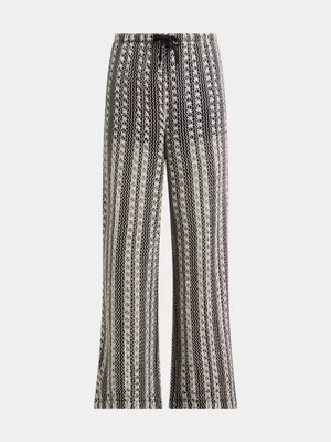 Girls Textured Stripe Wide Leg Pants