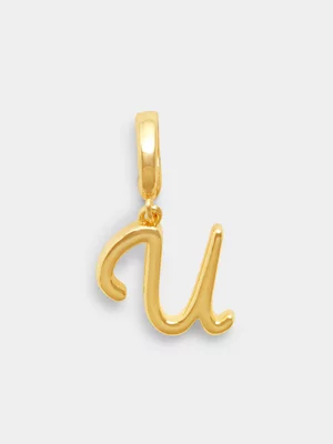 14ct Gold Plated Initial U Charm