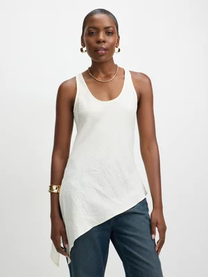 Exact Women's White Asymetrical Tank Top