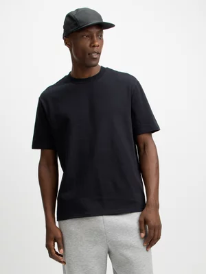 Exact Men's Black Premium Cotton Relaxed T-Shirt