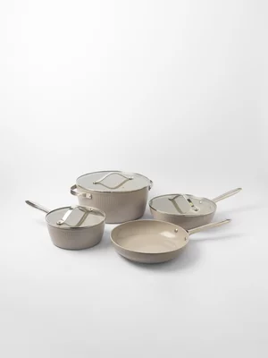 Haden Ribbed Collection Cookware Set Putty 7Pc