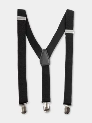 Markham Men's Plain Black Thin Suspenders