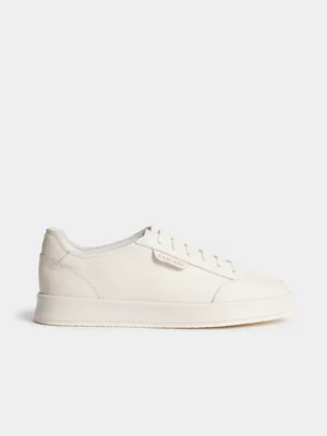 Fabiani Men's White Apron Toe Leather Court Sneakers