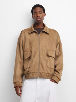 The FIX Men's Natural Suede Bomber Jacket
