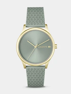 Lacoste Crocodelle Gold Plated Green Silicone Watch