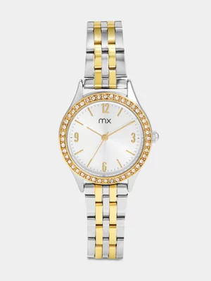MX Silver & Gold Plated Silver Tone Dial Two-Tone Bracelet Watch 