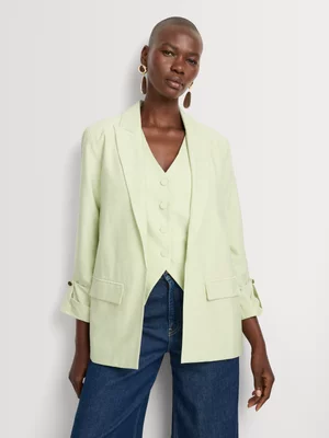 Single Breasted Tab Sleeve Blazer
