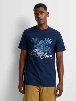 Relay Jeans Men's Regular Fit Navy Graphic T-Shirt