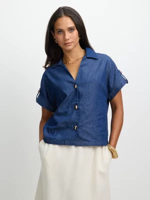 Exact Women's Dark Wash Boxy Shirt