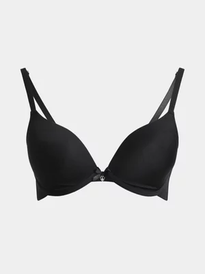 Jet Women's Black Shiny Mesh Wing T-shirt Bra