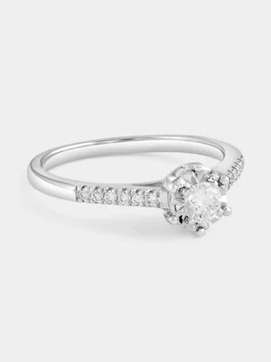 Sterling Silver 0.35ct Lab Grown Diamond Solitaire Illusion Halo Ring 