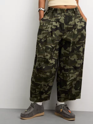 The FIX Women's Camo Twill Pull On Barrel Pants With Darts