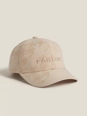 Fabiani Men's Natural Beige Embroidered Houndstooth Cap