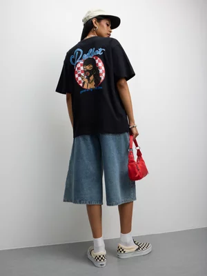 Redbat Women's Balaclava Girl Relaxed Black T-Shirt