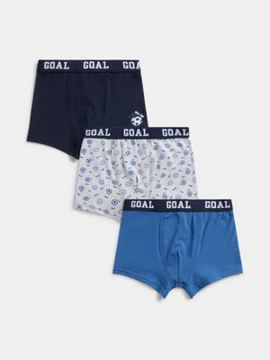 Jet Younger Boys 3-Pack Blue and Navy Soccer Boxer Briefs