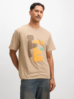 Exact Men's Natural Graphic Print T-Shirt