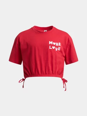 Jet Older Girls Red Love Elasticated T-Shirt