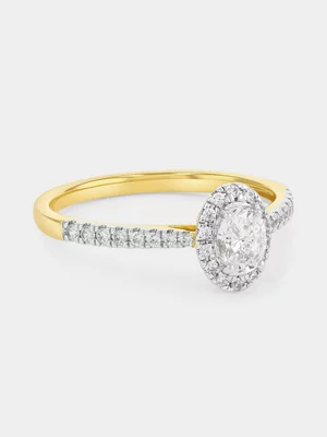 Yellow Gold 0.5ct Lab Grown Diamond Oval Halo Ring 