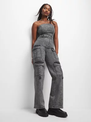 The FIX Women's Cargo Pocket Denim Jumpsuit
