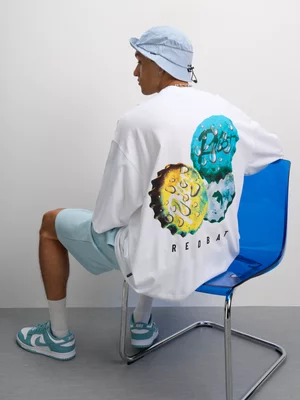 Redbat Men's Graphic Bottle Cap White T-Shirt