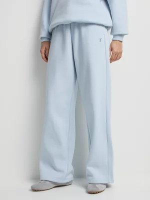 FF Logo Wide Leg Plain Fleece Sweat Pants